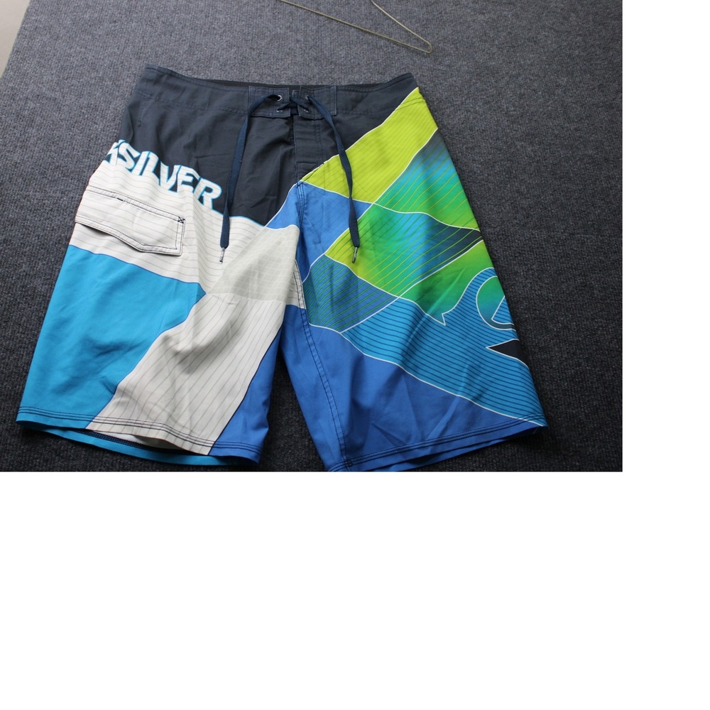 Quiksilver Mens Board Shorts Blue Green Geometric Surf Trunks